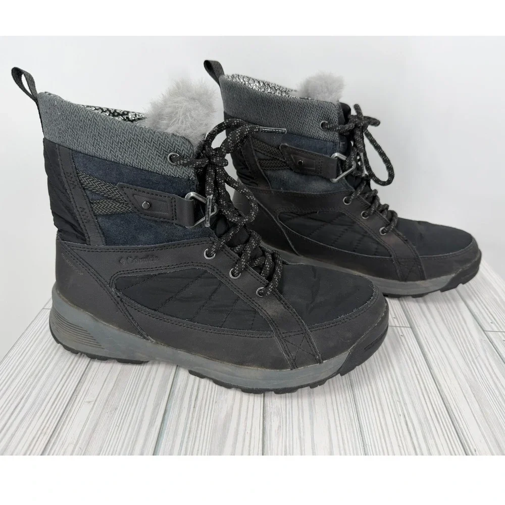 Columbia Meadows Shorty Omni-Heat Black Waterproof Winter Snow Boots‎ Women's 9